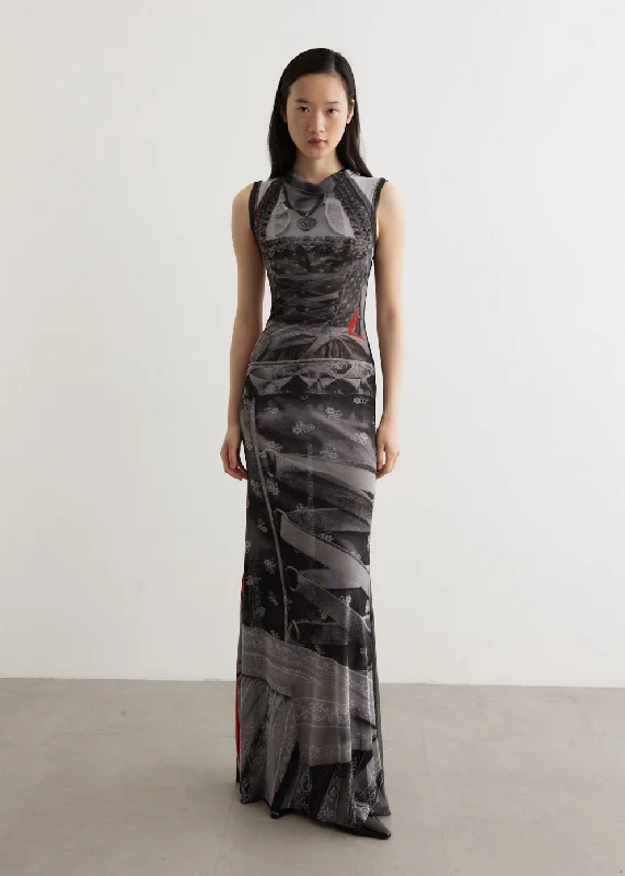 Mesh Maxi Dress Stylish V-Neck Maxi Dress