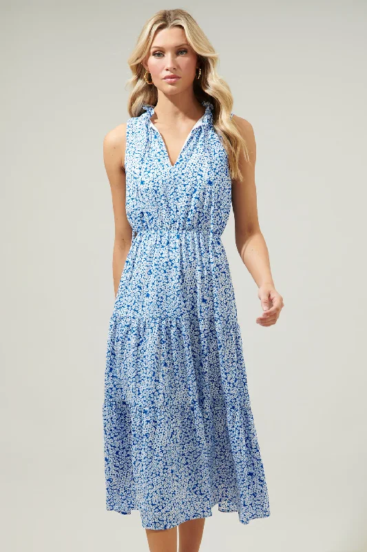 Montgomery Floral Hartford Sleeveless Tiered Maxi Dress Elegant Tiered Maxi Dress