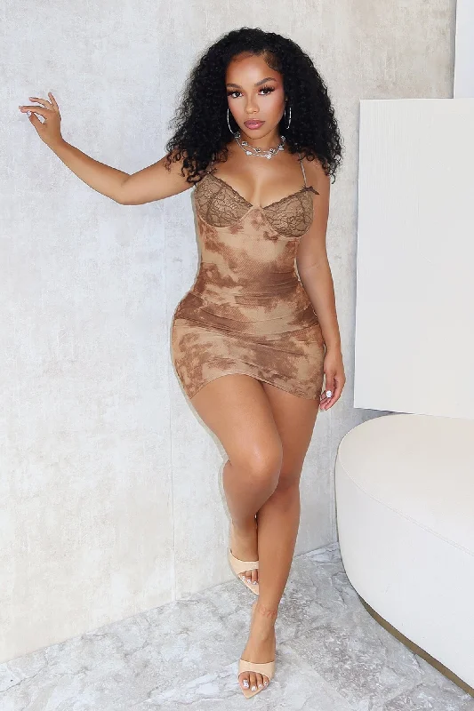 Mula Print Mesh Underwire Bustier Mini Dress Comfortable Off-Shoulder Mini Dress