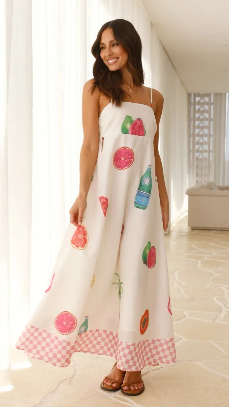 Mykonos Maxi Dress - Multi Comfortable Satin Maxi Dress