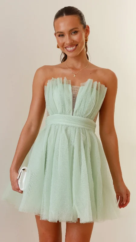 Mylee Mini Dress - Sage Fashionable Mini Dress with Frills