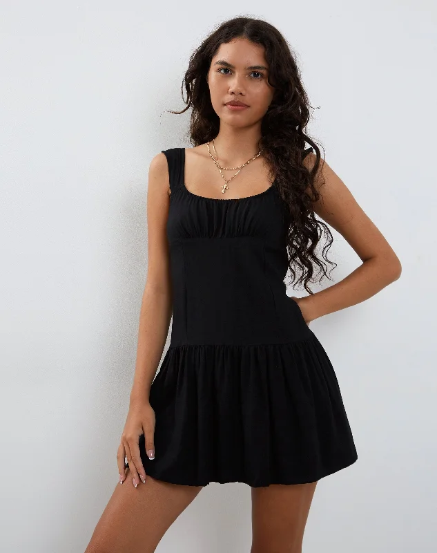 Nihao Mini Dress in Black Stylish Spaghetti Strap Mini Dress