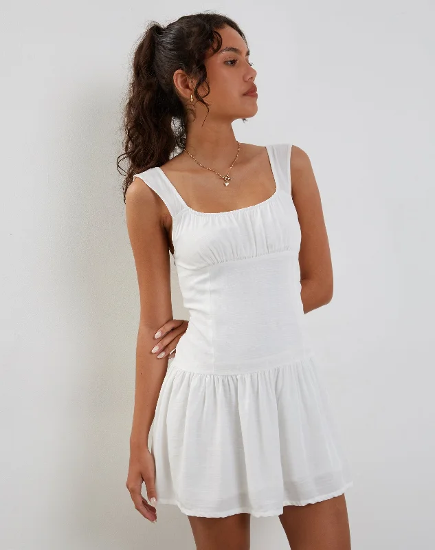 Nihao Mini Dress in White Comfortable Wrap Mini Dress