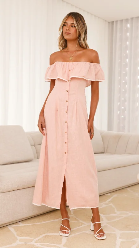 Ohela Maxi Dress - Blush Stylish Boho Maxi Dress
