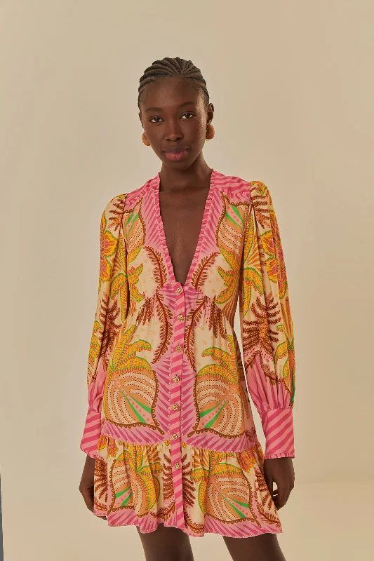 Sand Palm Scarf Mini Dress Trendy Off-Shoulder Dress Mini
