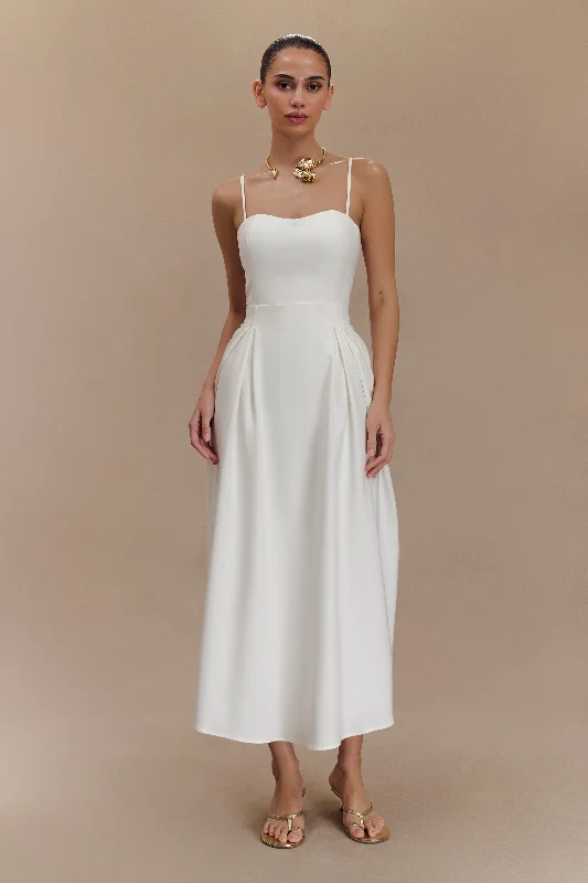 Rebecca Cotton Midi Dress - White Fashionable Casual Midi Dress
