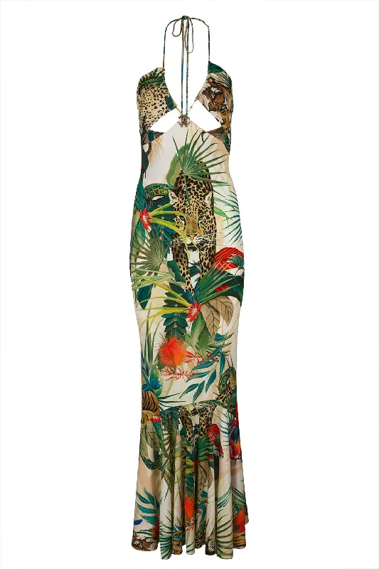 Printed Maxi Dress Stylish One-Shoulder Maxi Dress