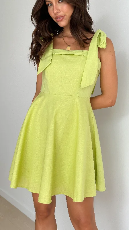 Rumi Mini Dress - Lime Elegant Lace-Up Mini Dress