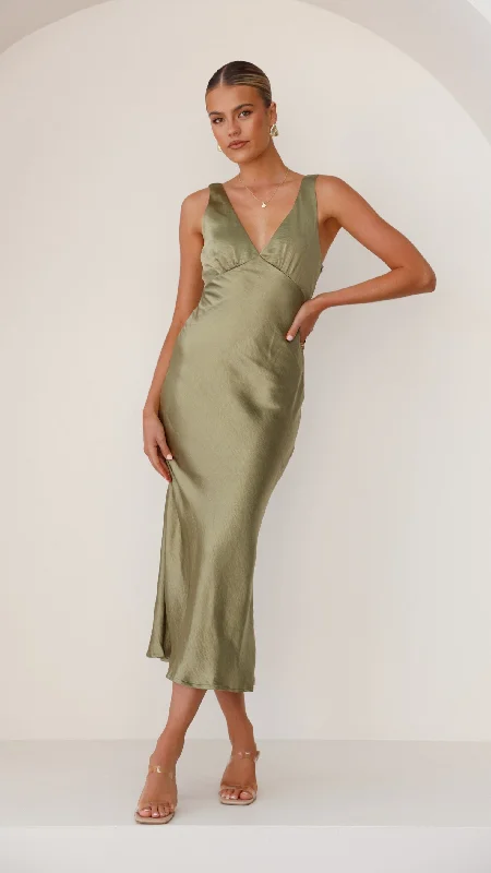 Sammie Maxi Dress - Olive Elegant Maxi Dress with Pockets