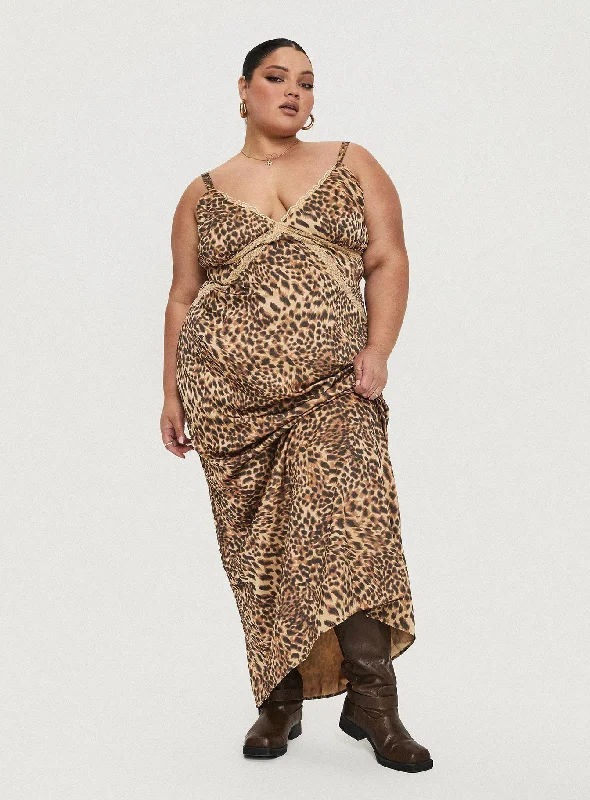 Sanctuary Maxi Dress Leopard Curve Chic Sleeveless Maxi Dress
