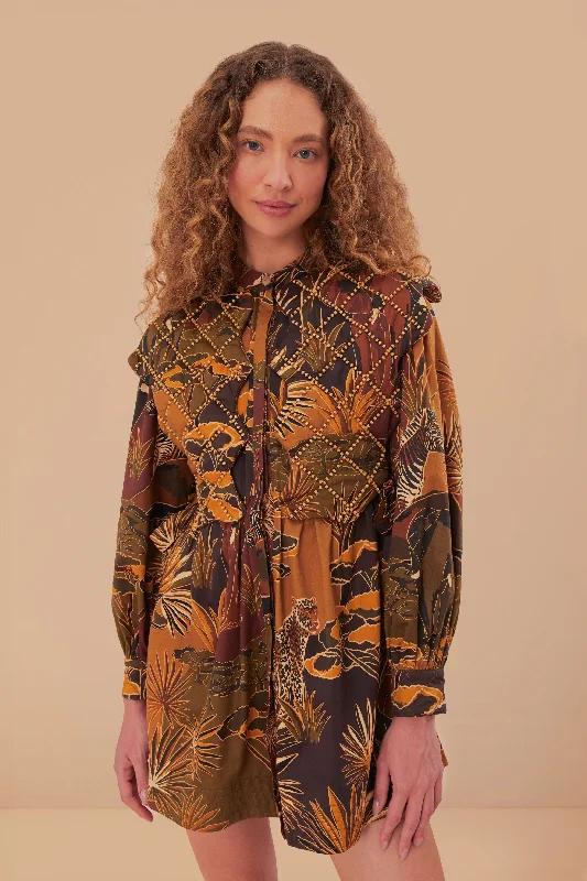 Savana Dream Caramel Matelasse Yoke Mini Dress Stylish Summer Mini Dress