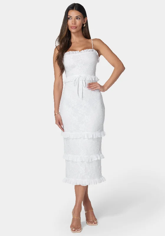 Smock Ruffle Maxi Dress Elegant Maxi Dress with Pockets