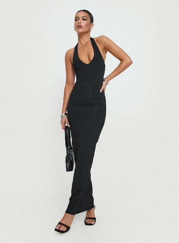 Spicy Maxi Dress Black Petite Stylish Off-Shoulder Maxi Dress
