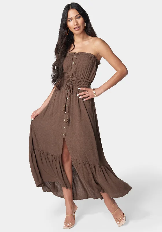 Strapless Maxi Dress Fashionable Printed Maxi Dress