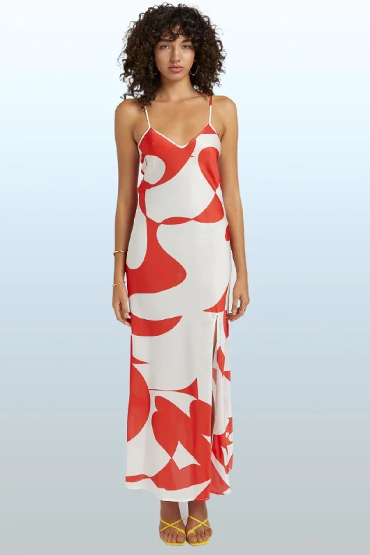 SUMMI SUMMI Womens Siren Silk Maxi Dress - Sailors Delight Cozy Ribbed Maxi Dress