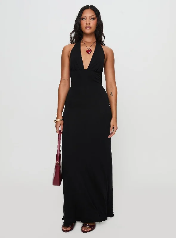 Tinisie Maxi Dress Black Comfortable Fitted Maxi Dress