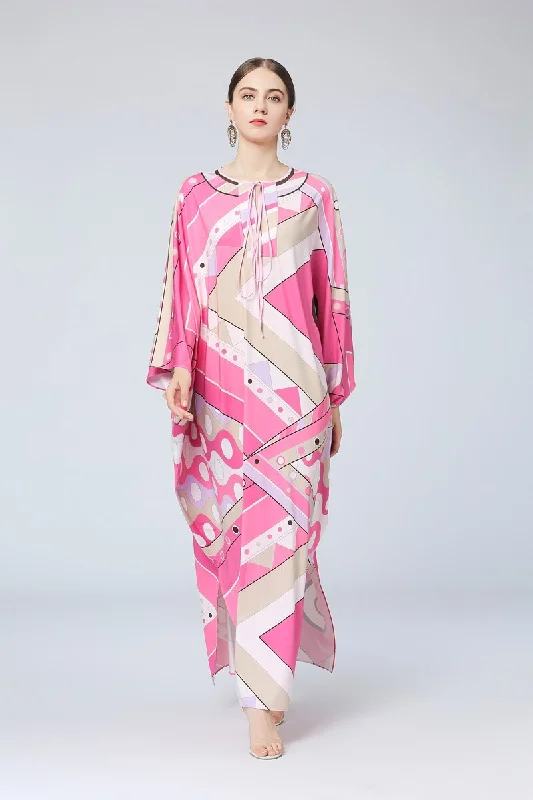 FashionSierra - Batwing Sleeves Multicolor Printed Elegant High Street Boho Maxi Dresses Comfortable T-Shirt Maxi Dress FashionSierra - Batwing Sleeves Multicolor Printed Elegant High Street Boho Maxi Dresses Comfortable T-Shirt Maxi Dress