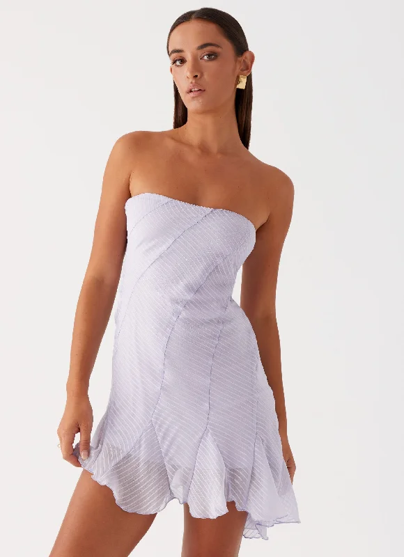 Yolanda Mini Dress - Lavender Elegant Mini Dress with Pleats