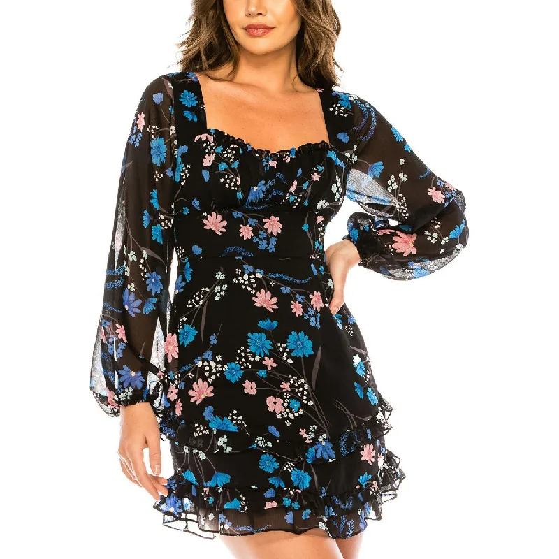 Bee Darlin Womens Juniors Emma Floral Short Mini Dress