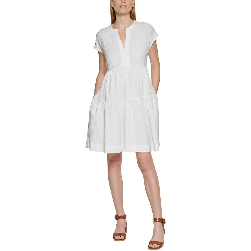 Calvin Klein Womens Gauze Shift Mini Dress