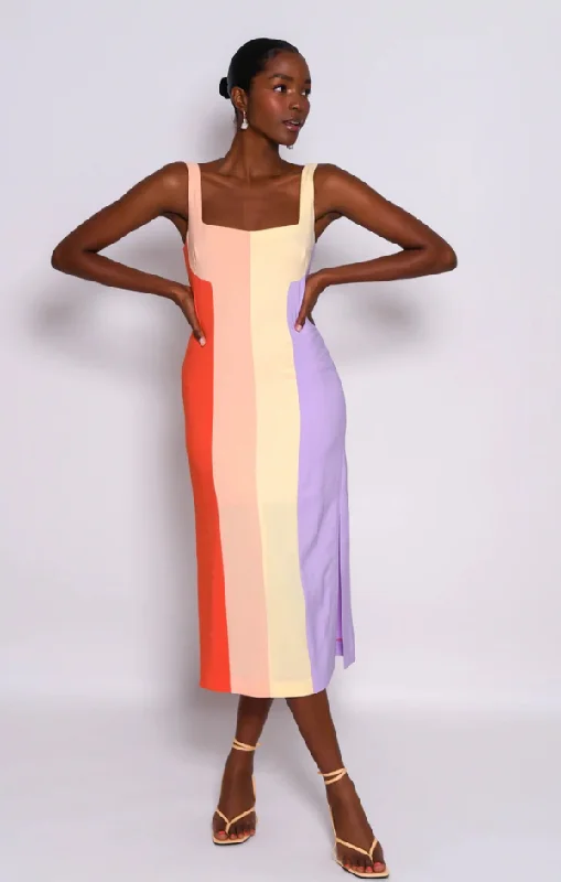 Color Blocked Midi Dress