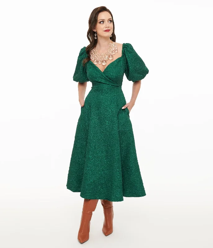 Green Textured Goddress Behavior Midi Dress