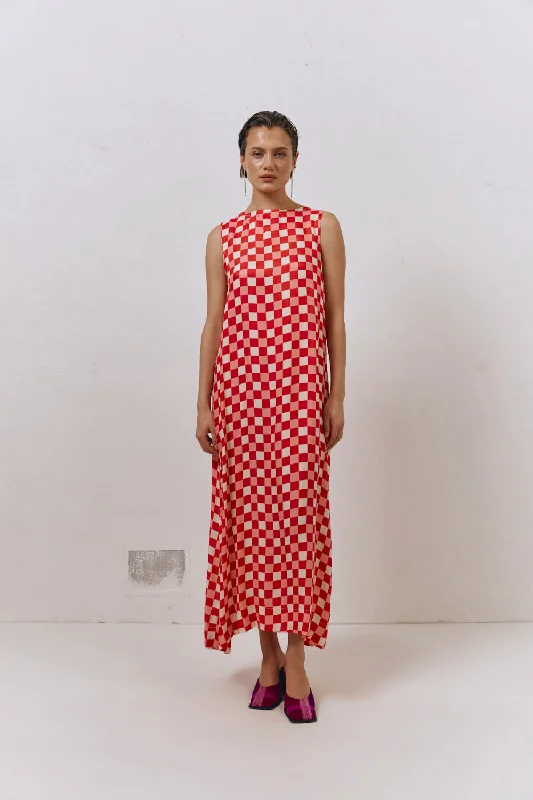 Sacha Smock Midi Dress Check