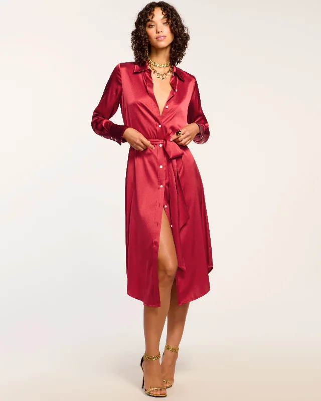 Victoria Silk Button Down Midi Dress