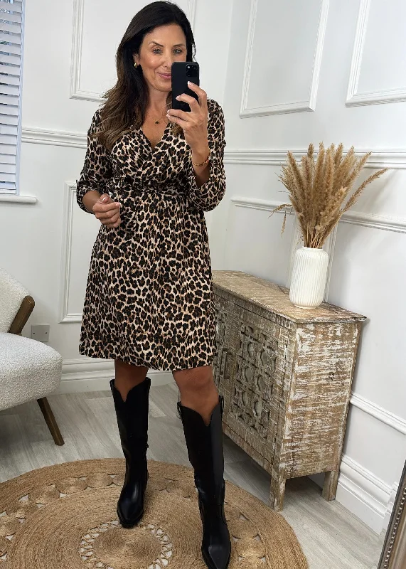 Wrenly Leopard Wrap Midi Dress