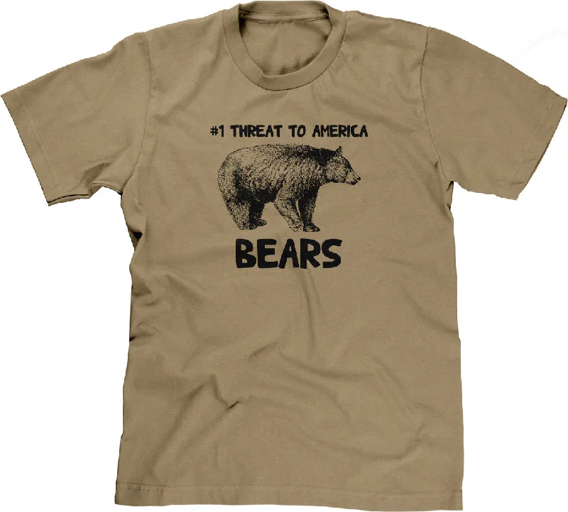 #1 Threat To America (Bears) T-Shirt Solid Print Embellished