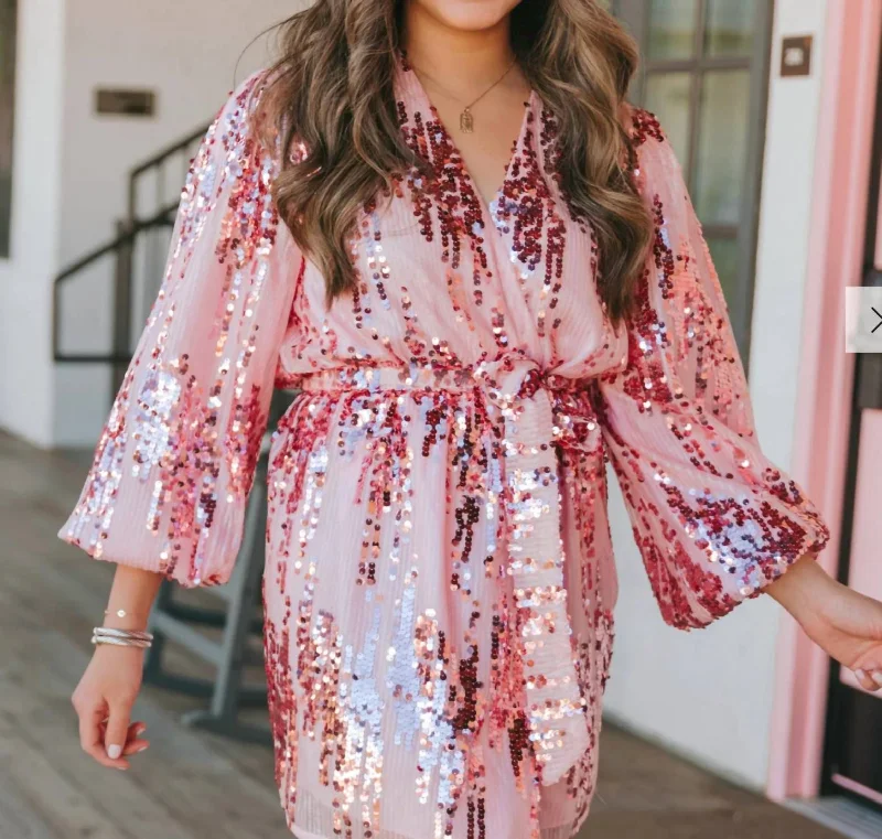 Adeline Sequin Short Wrap Dress