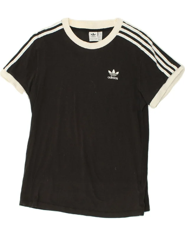 ADIDAS Womens T-Shirt Top UK 10 Small Black Cotton Layered Multi-layer Single Layer