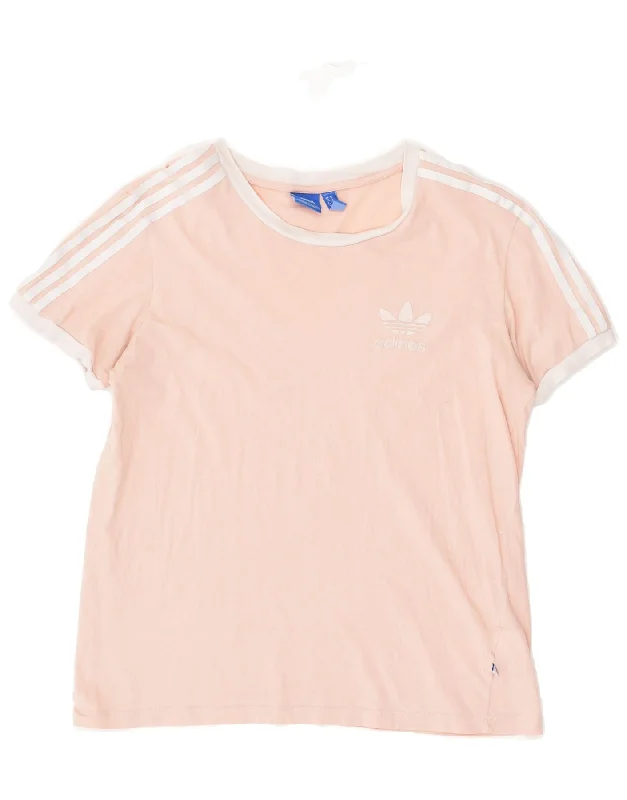 ADIDAS Womens T-Shirt Top UK 10 Small  Pink Cotton Satin Blend Silk Blend Wool Blend