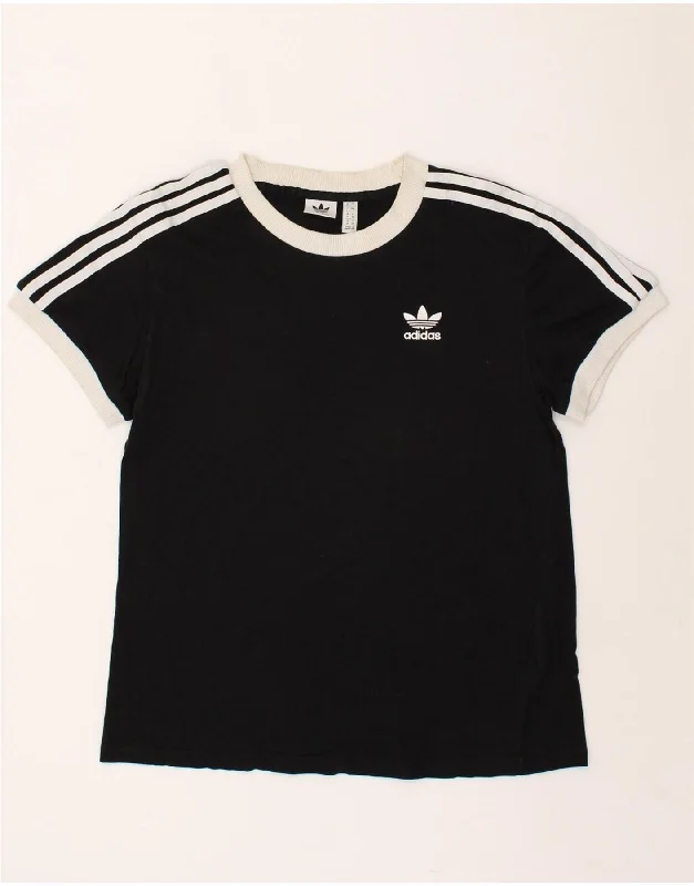 ADIDAS Womens T-Shirt Top UK 8 Small Black Cotton Notch Collar Peter Pan Collar Cowl Neck ADIDAS Womens T-Shirt Top UK 8 Small Black Cotton Notch Collar Peter Pan Collar Cowl Neck