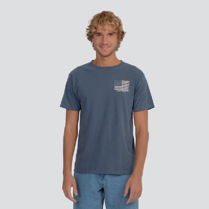 Vertical Flag Garment Dye T-Shirt Terry Blend Velvet Blend Canvas Blend