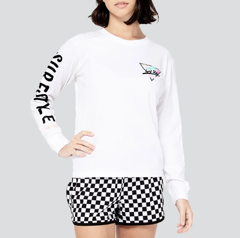 Retro Triangle Logo Long Sleeve T-Shirt Notch Collar Peter Pan Collar Cowl Neck