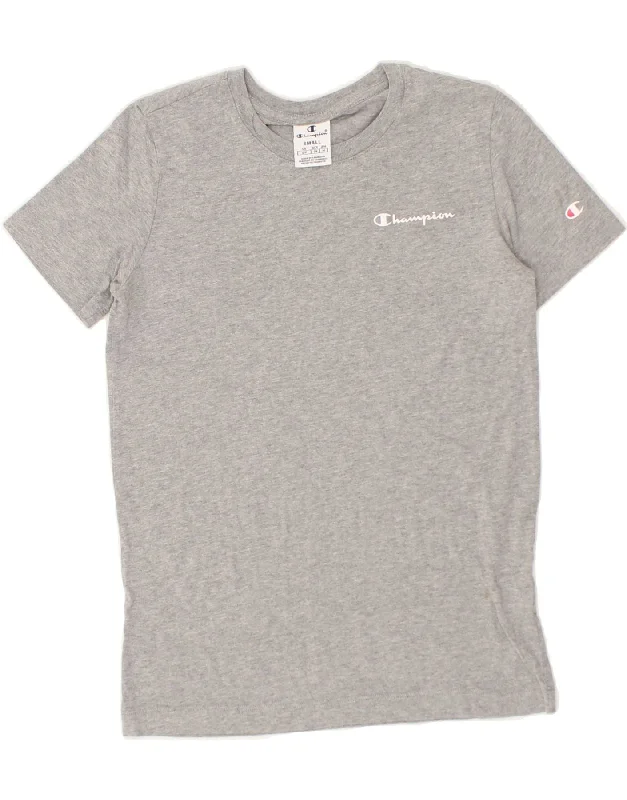 CHAMPION Womens T-Shirt Top UK 10 Small Grey Real Fur Shearling Chenille
