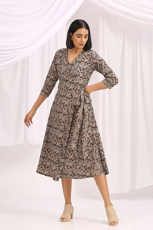 Okhai 'Shabnam' Hand Block Printed Kalamkari Wrap Dress