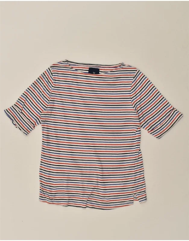 CREW CLOTHING Womens T-Shirt Top UK 14 Medium White Striped Cotton Lace Blend Ribbed Blend Corduroy Blend CREW CLOTHING Womens T-Shirt Top UK 14 Medium White Striped Cotton Lace Blend Ribbed Blend Corduroy Blend