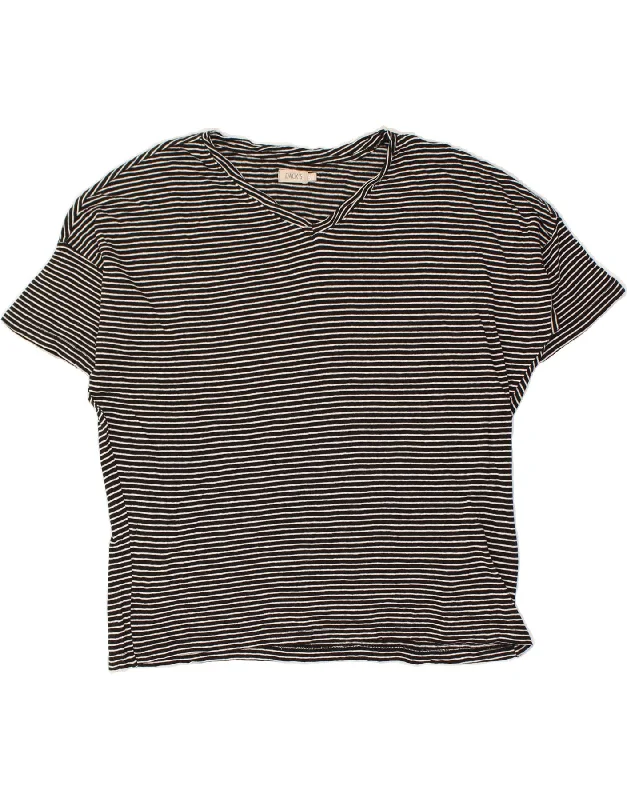 DACK'S Womens T-Shirt Top UK 10 Small Black Striped Linen Lace Blend Ribbed Blend Corduroy Blend DACK'S Womens T-Shirt Top UK 10 Small Black Striped Linen Lace Blend Ribbed Blend Corduroy Blend