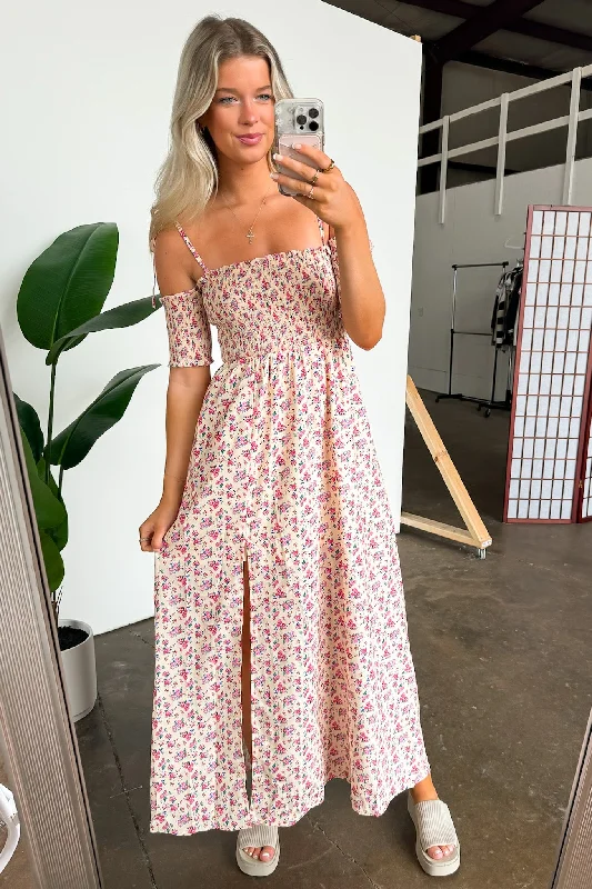 Darling Energy Off Shoulder Smocked Floral Maxi Dress - FINAL SALE