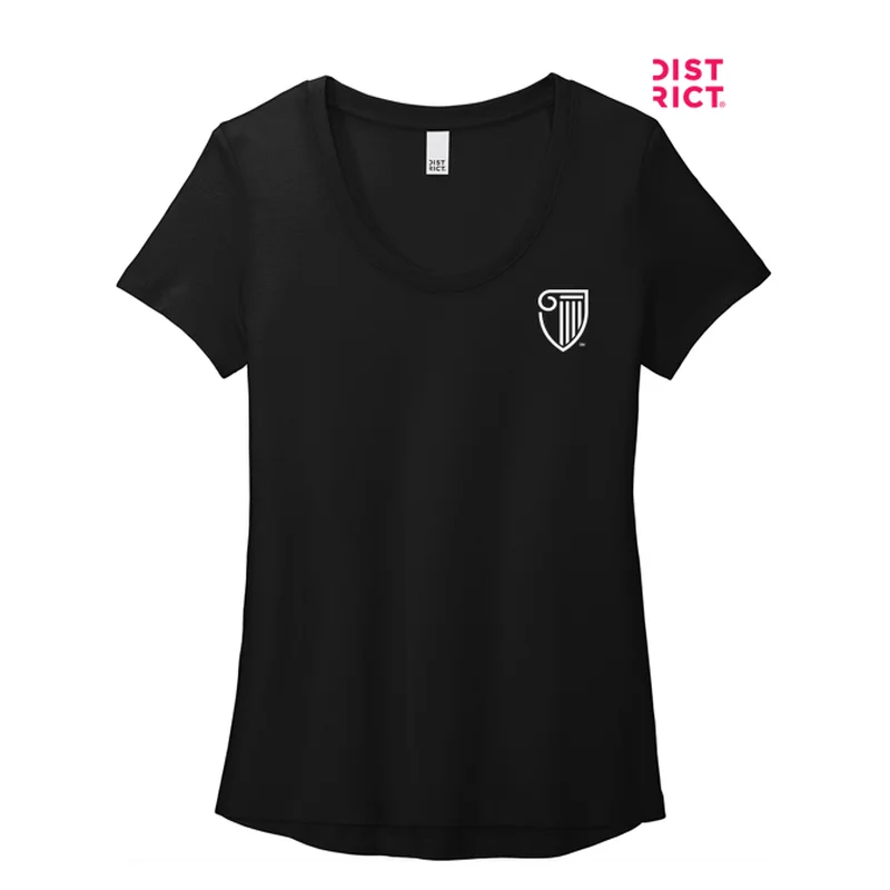 NEW STRAYER District ® Women’s Flex Scoop Neck Tee-Black Ribbed Striped Patterned