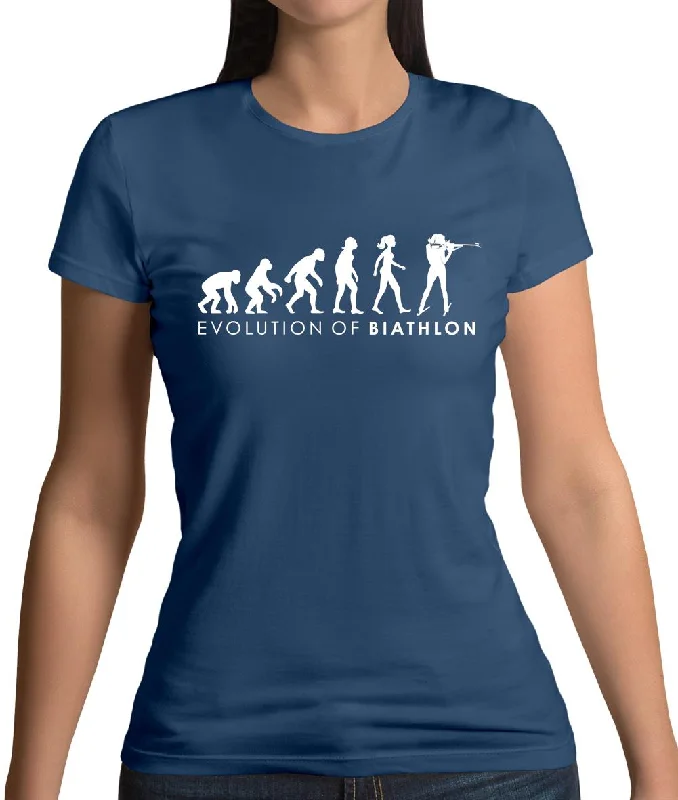 Evolution Of Woman Biathlon Womens T-Shirt Ribbed T-Shirt High Neck Heavyweight