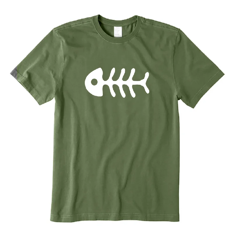 Fish Bones T-Shirt Solid Color Striped Floral
