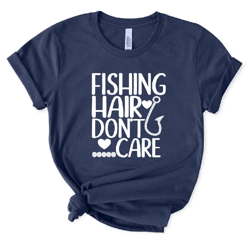 Fishing Hair Don't Care T-Shirt for Women Hooded Caped Shawl Collar
