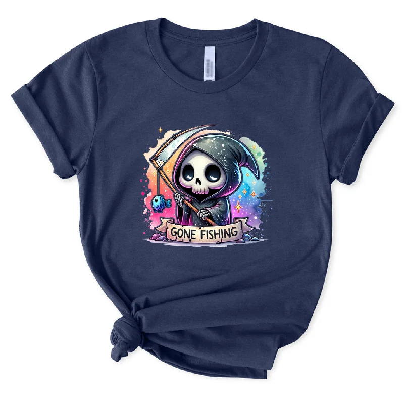 Gone Fishing T-Shirt for Women Spandex Blend Rayon Blend Denim Blend