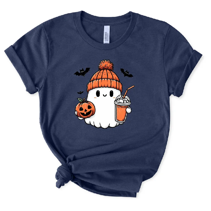 Halloween Cute Ghost T-Shirt for Women Iron Safe Non-Iron Wrinkle Free