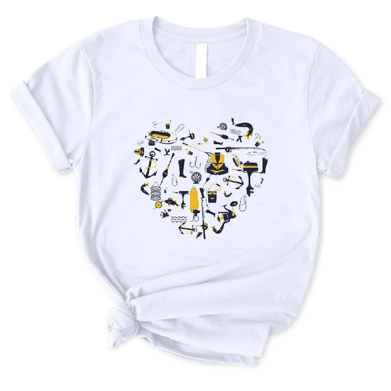 Heart Fishing Collection T-Shirt for Women Hooded Caped Shawl Collar