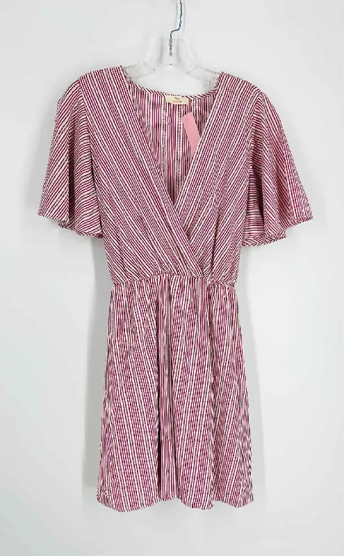 Hummingbird Size M White/Red Stripe Faux Wrap Dresses Dress