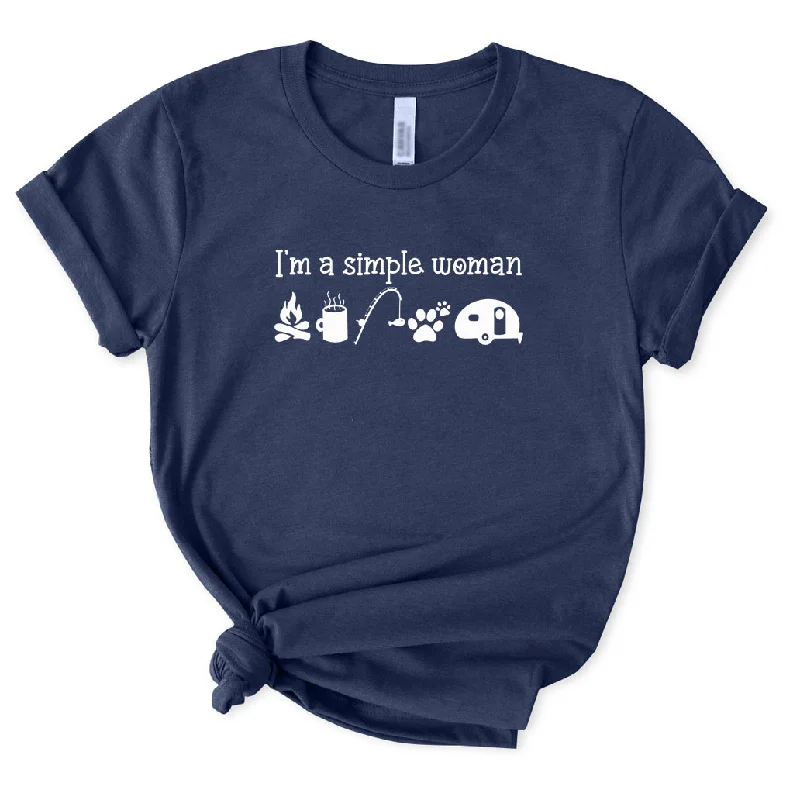 I'm A Simple Woman T-Shirt for Women Notch Collar Peter Pan Collar Cowl Neck